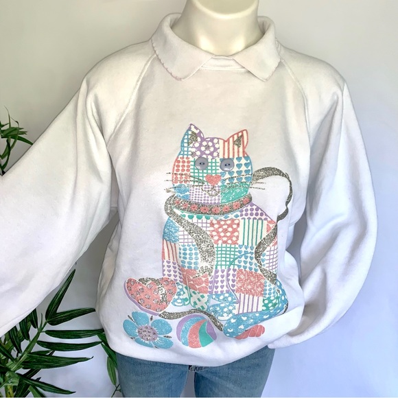 v i n t a g e :: Slouchy Cute Grandma Core Cat Lady Sweater - Picture 11 of 11